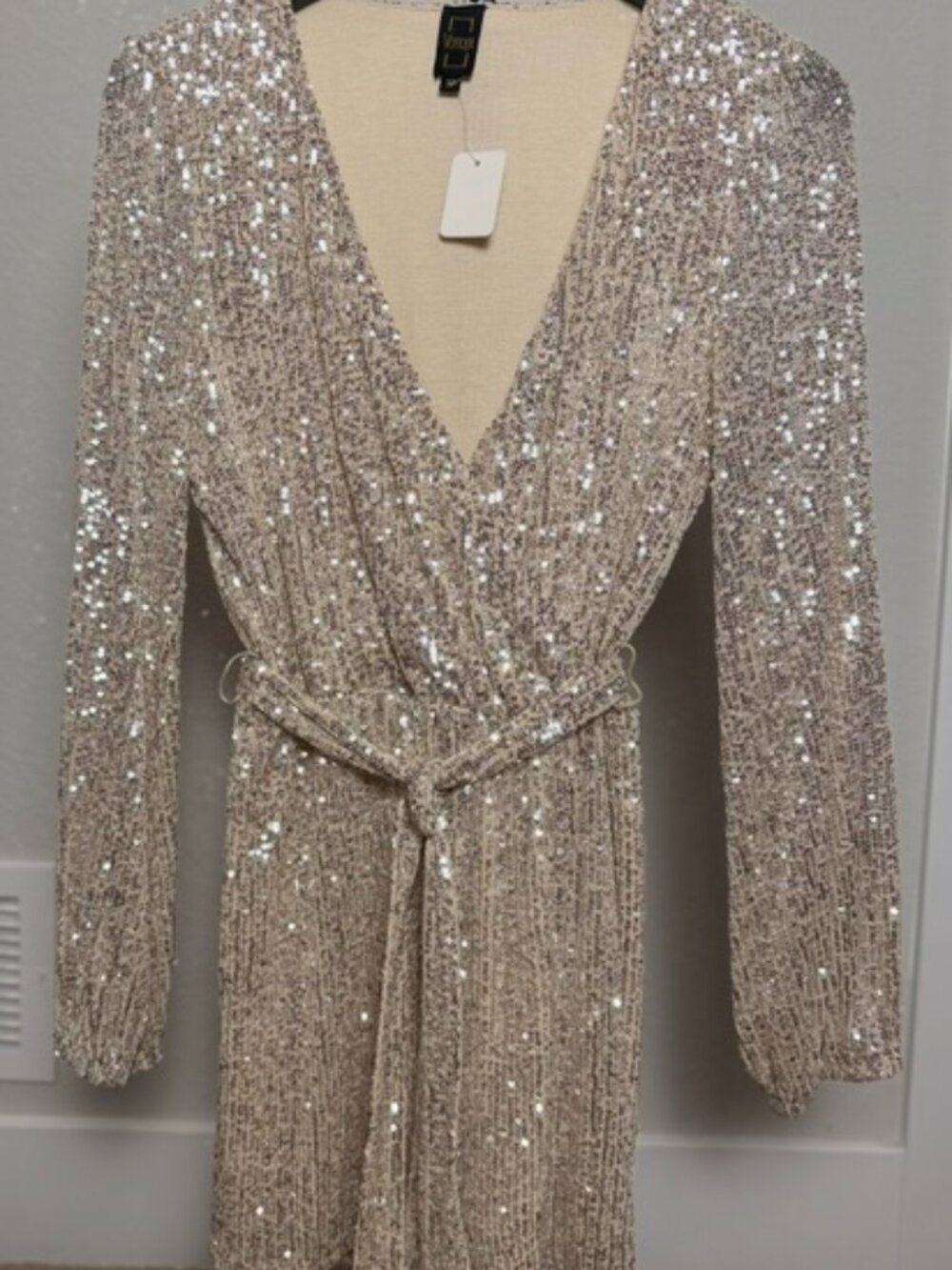 Votique champagne/ivory sequin romper